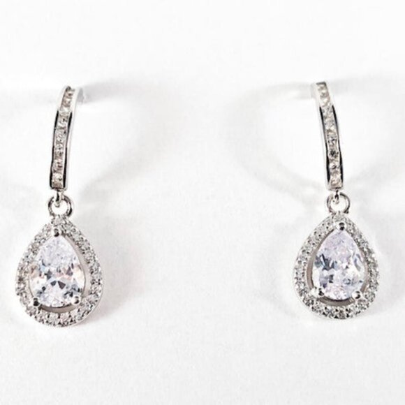 Audrey Elegant Dangle 925 Sterling Silver Drop Earrings - Picture 1 of 2